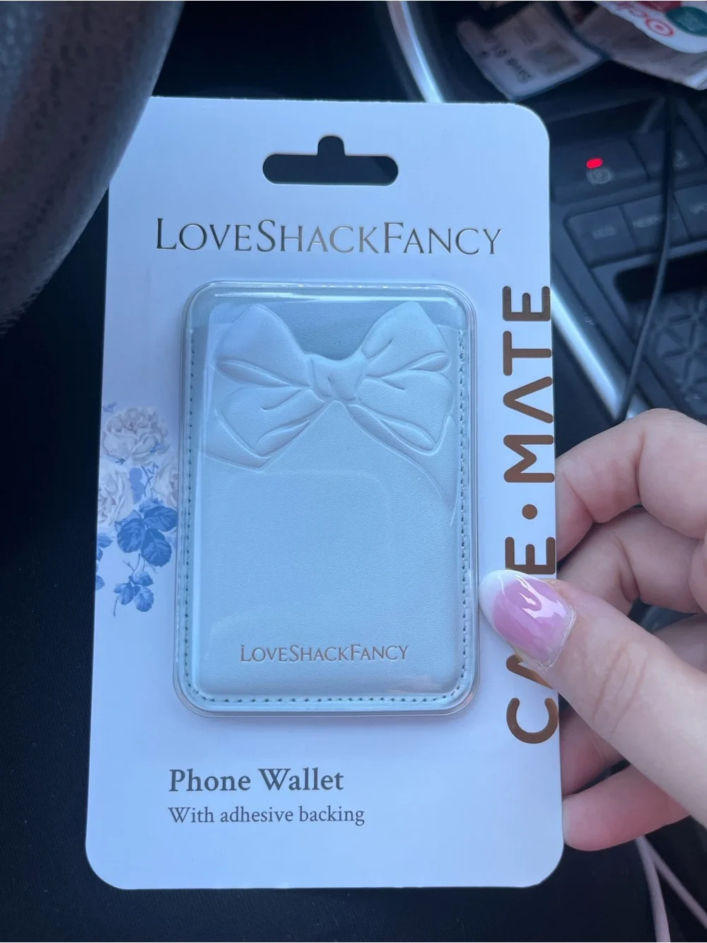 🆕 LoveShackFancy x Target Pastel Blue Floral Adhesive Wallet With Bow